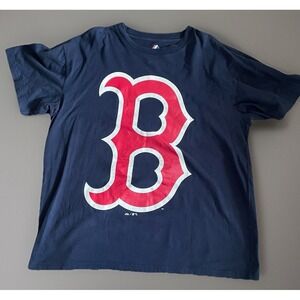 Boston Red Sox Majestic Short Sleeve Graphic T-shirt Blue Logo XXL 2XL JBHS